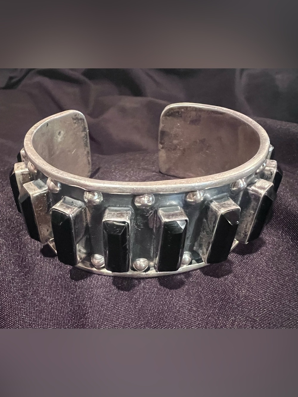 Vintage Taxco Cuff with Onyx